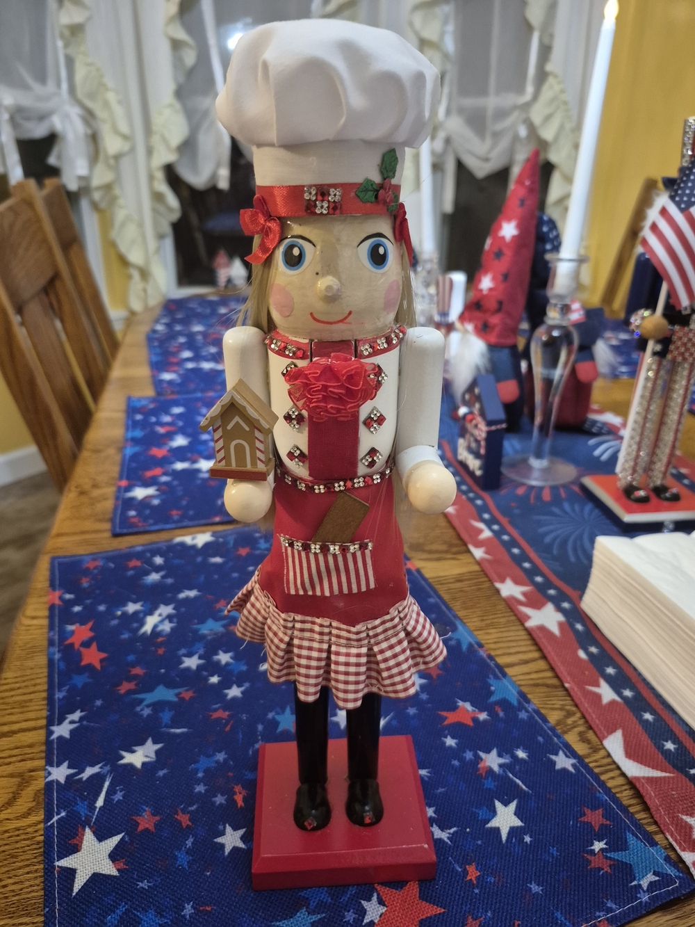 Girl Chef Nutcracker Figurine in Red & White